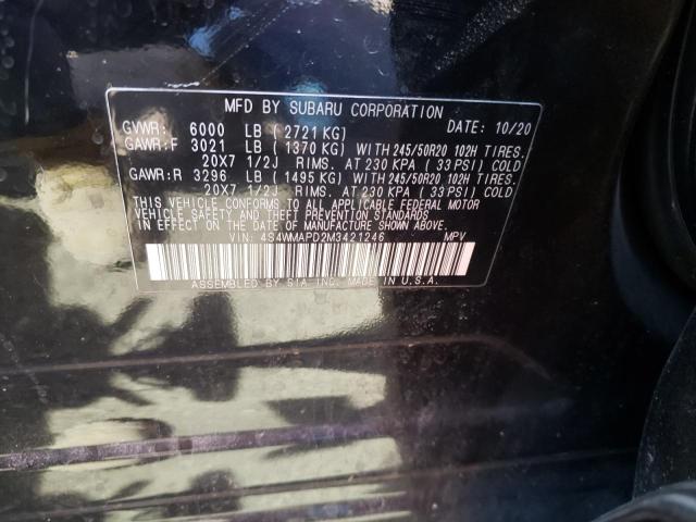 Photo 10 from auction – 2021 SUBARU ASCENT LIM with VIN 4S4WMAPD2M3421246