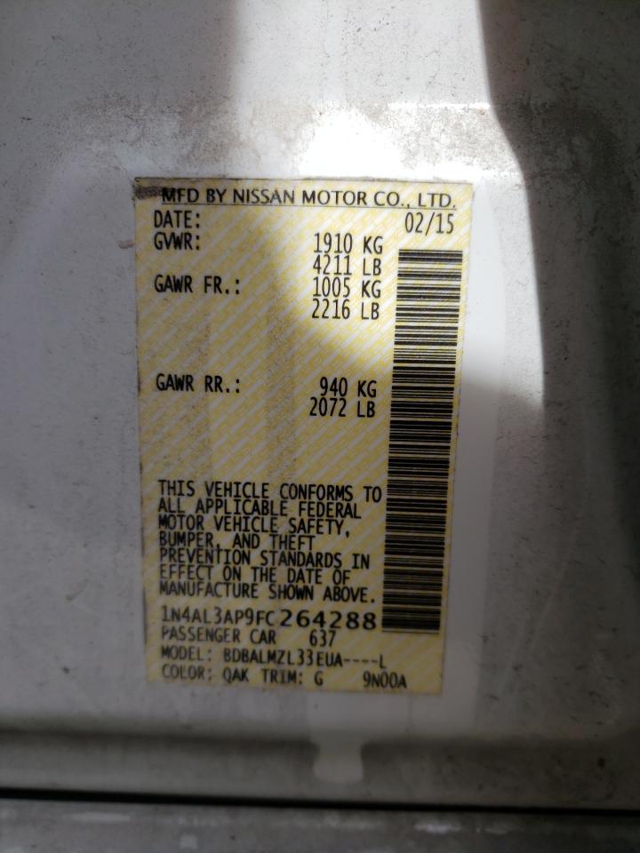 Photo 10 from auction – 2015 NISSAN ALTIMA 2.5 with VIN 1N4AL3AP9FC264288