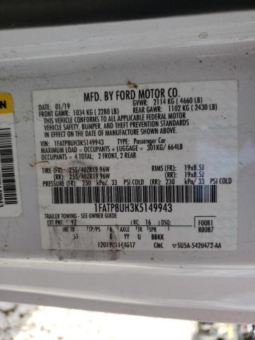 Photo 10 from auction – 2019 FORD MUSTANG with VIN 1FATP8UH3K5149943