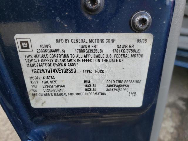 Photo 10 from auction – 1999 CHEVROLET SILVERADO with VIN 1GCEK19T4XE103390