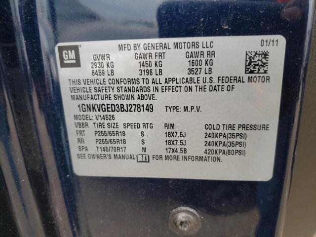 Photo 10 from auction – 2011 CHEVROLET TRAVERSE L with VIN 1GNKVGED3BJ278149