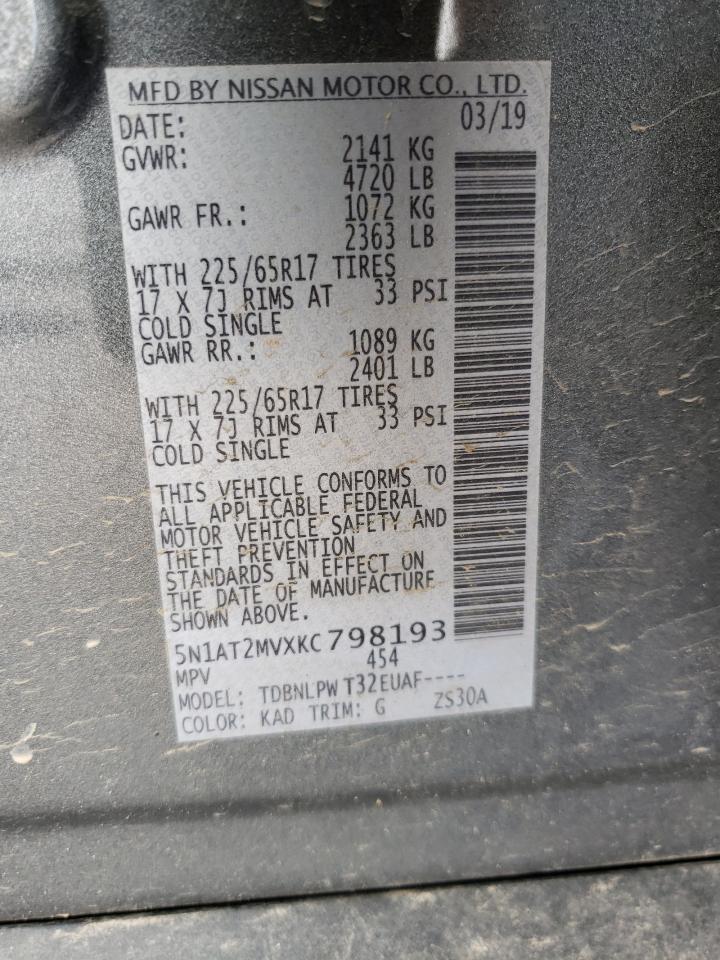 Photo 10 from auction – 2019 NISSAN ROGUE S with VIN 5N1AT2MVXKC798193