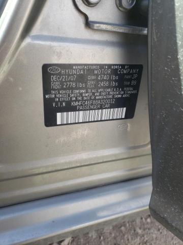 Photo 10 from auction – 2008 HYUNDAI AZERA SE with VIN KMHFC46F88A320012