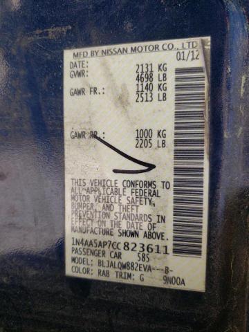 Photo 10 from auction – 2012 NISSAN MAXIMA S with VIN 1N4AA5AP7CC823611