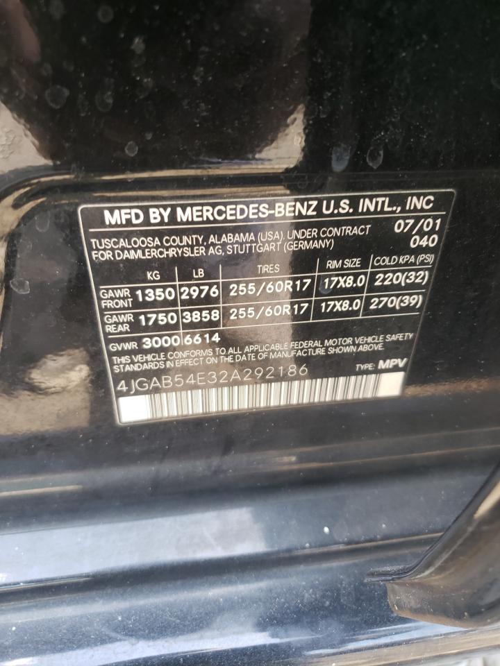 Photo 10 from auction – 2002 MERCEDES-BENZ ML 320 with VIN 4JGAB54E32A292186