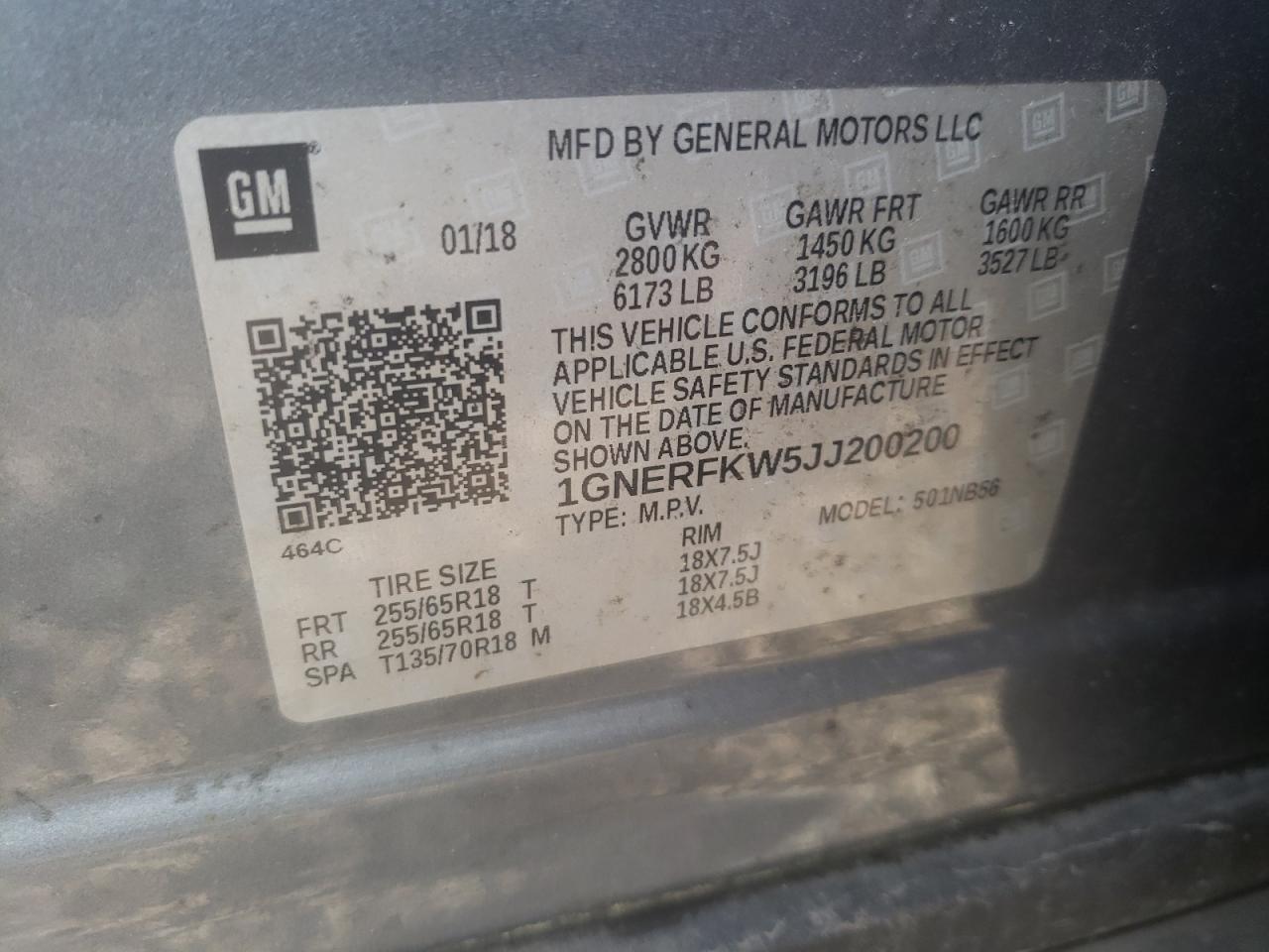 Photo 10 from auction – 2018 CHEVROLET TRAVERSE L with VIN 1GNERFKW5JJ200200