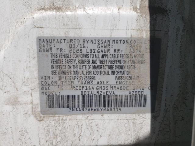 Photo 10 from auction – 2016 NISSAN SENTRA S with VIN 3N1AB7AP2GY258994