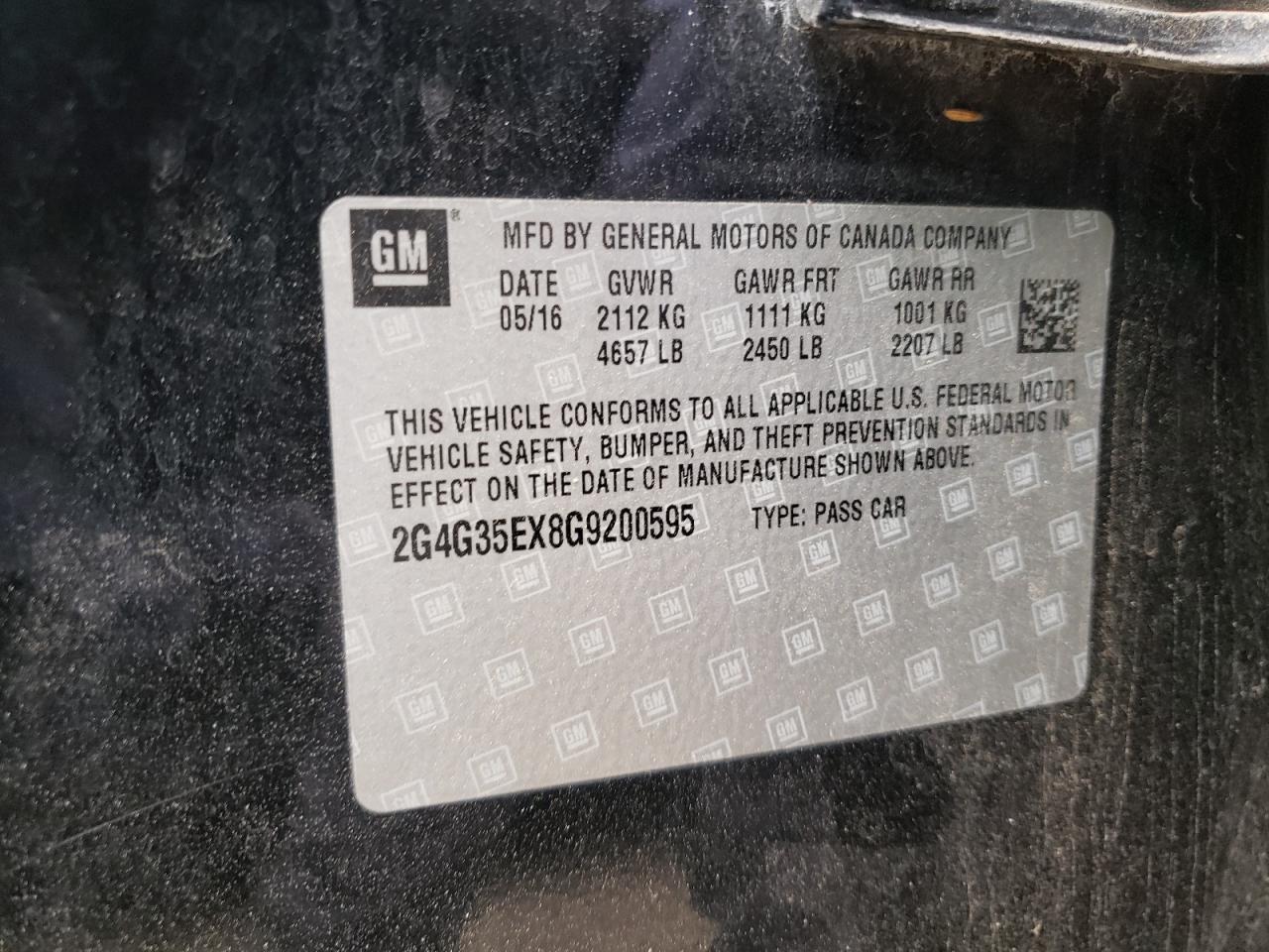 Photo 10 from auction – 2016 BUICK REGAL SPOR with VIN 2G4G35EX8G9200595