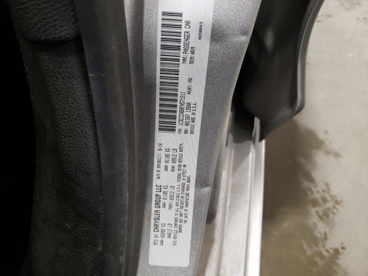 Photo 10 from auction – 2015 CHRYSLER 200 LIMITE with VIN 1C3CCCAB9FN571511