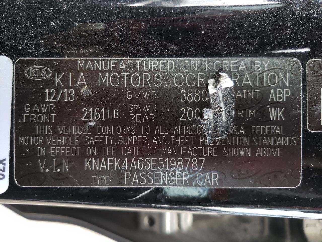 Photo 10 from auction – 2014 KIA FORTE LX with VIN KNAFK4A63E5198787