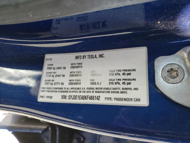 Photo 10 from auction – 2019 TESLA MODEL 3 with VIN 5YJ3E1EA0KF486142