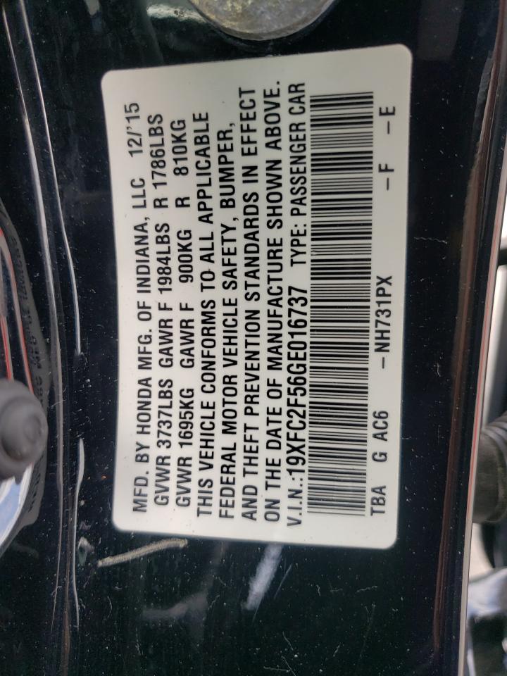 Photo 10 from auction – 2016 HONDA CIVIC LX with VIN 19XFC2F56GE016737