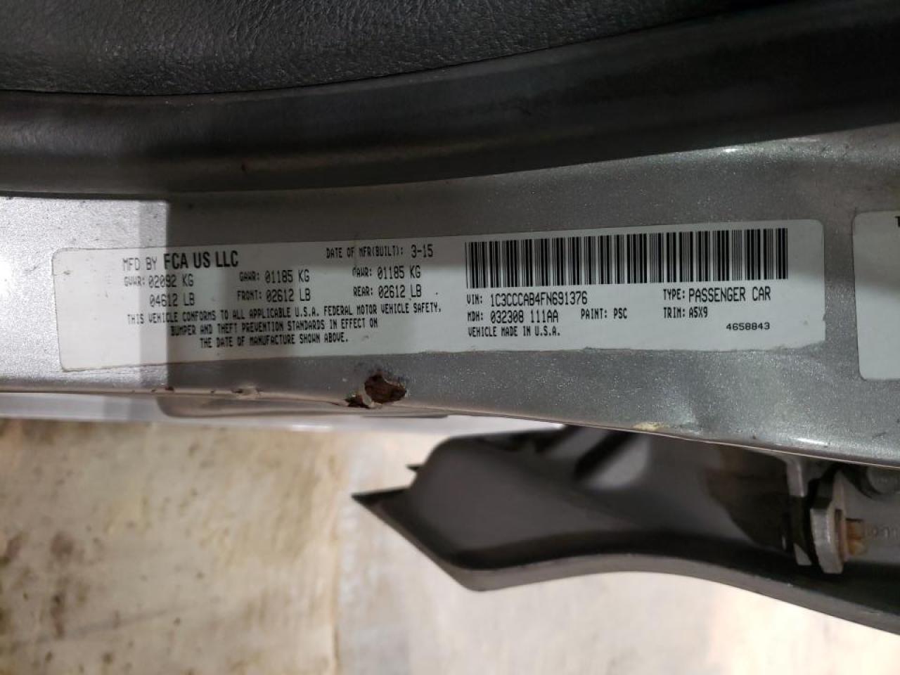 Photo 10 from auction – 2015 CHRYSLER 200 LIMITE with VIN 1C3CCCAB4FN691376