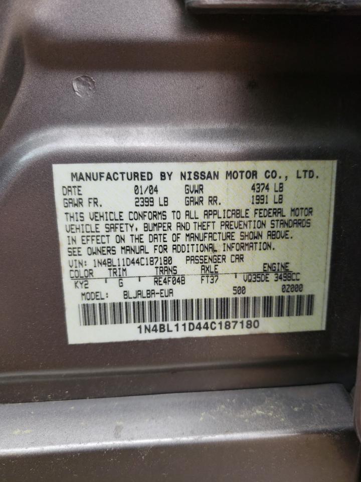 Photo 10 from auction – 2004 NISSAN ALTIMA SE with VIN 1N4BL11D44C187180