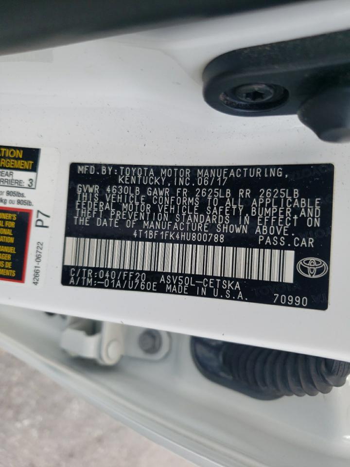 Photo 10 from auction – 2017 TOYOTA CAMRY LE with VIN 4T1BF1FK4HU800788