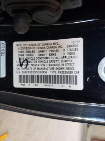 Photo 10 from auction – 2012 HONDA CIVIC LX with VIN 2HGFG3B53CH562458