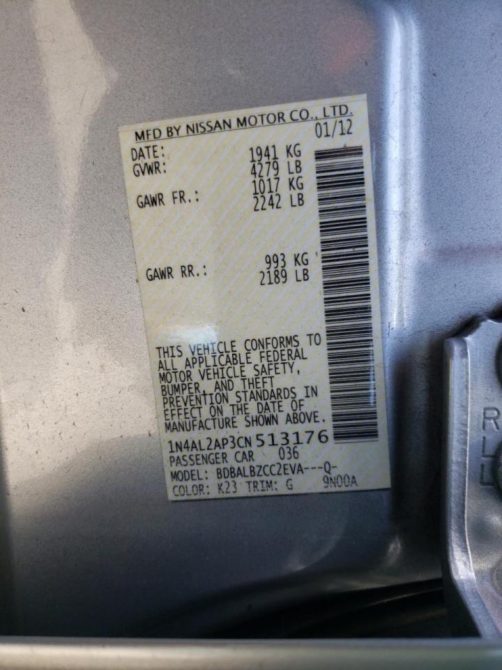 Photo 10 from auction – 2012 NISSAN ALTIMA BAS with VIN 1N4AL2AP3CN513176