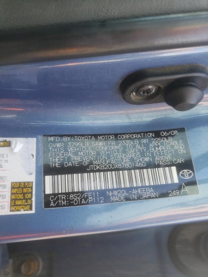 Photo 10 from auction – 2008 TOYOTA PRIUS with VIN JTDKB20UX87801460
