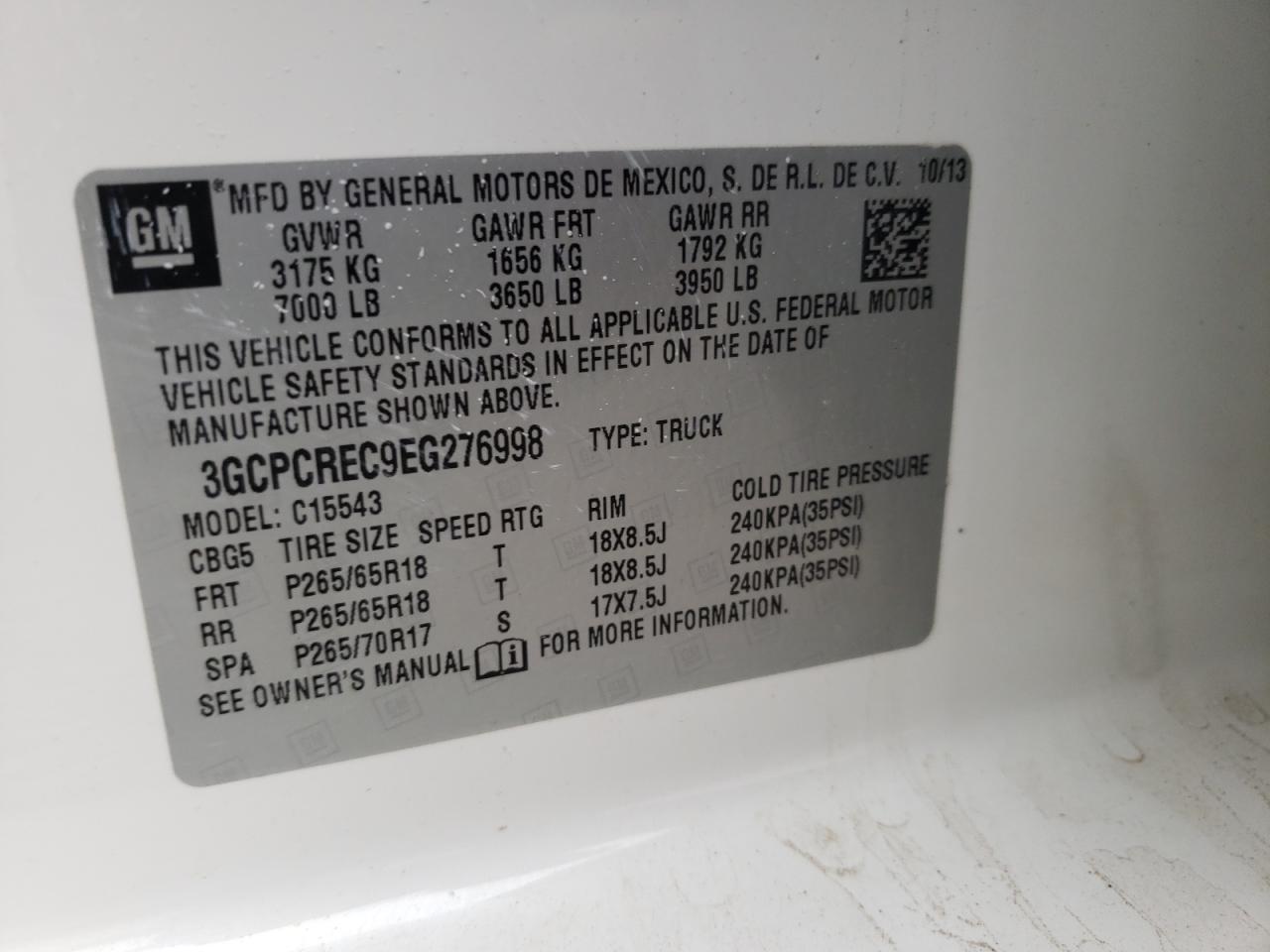 Photo 10 from auction – 2014 CHEVROLET SILVERADO with VIN 3GCPCREC9EG276998