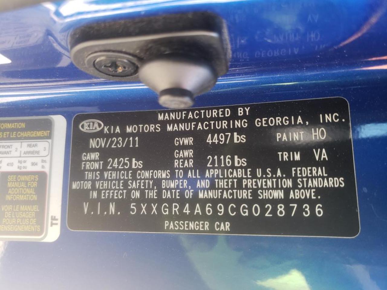 Photo 10 from auction – 2012 KIA OPTIMA with VIN 5XXGR4A69CG028736
