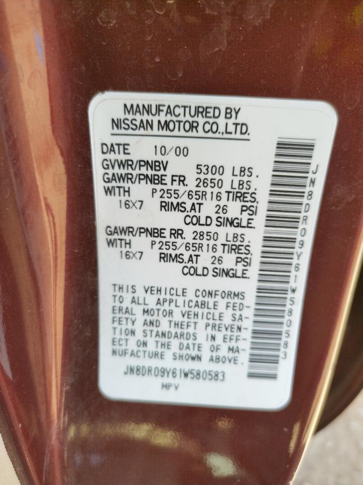 Photo 10 from auction – 2001 NISSAN PATHFINDER with VIN JN8DR09Y61W580583