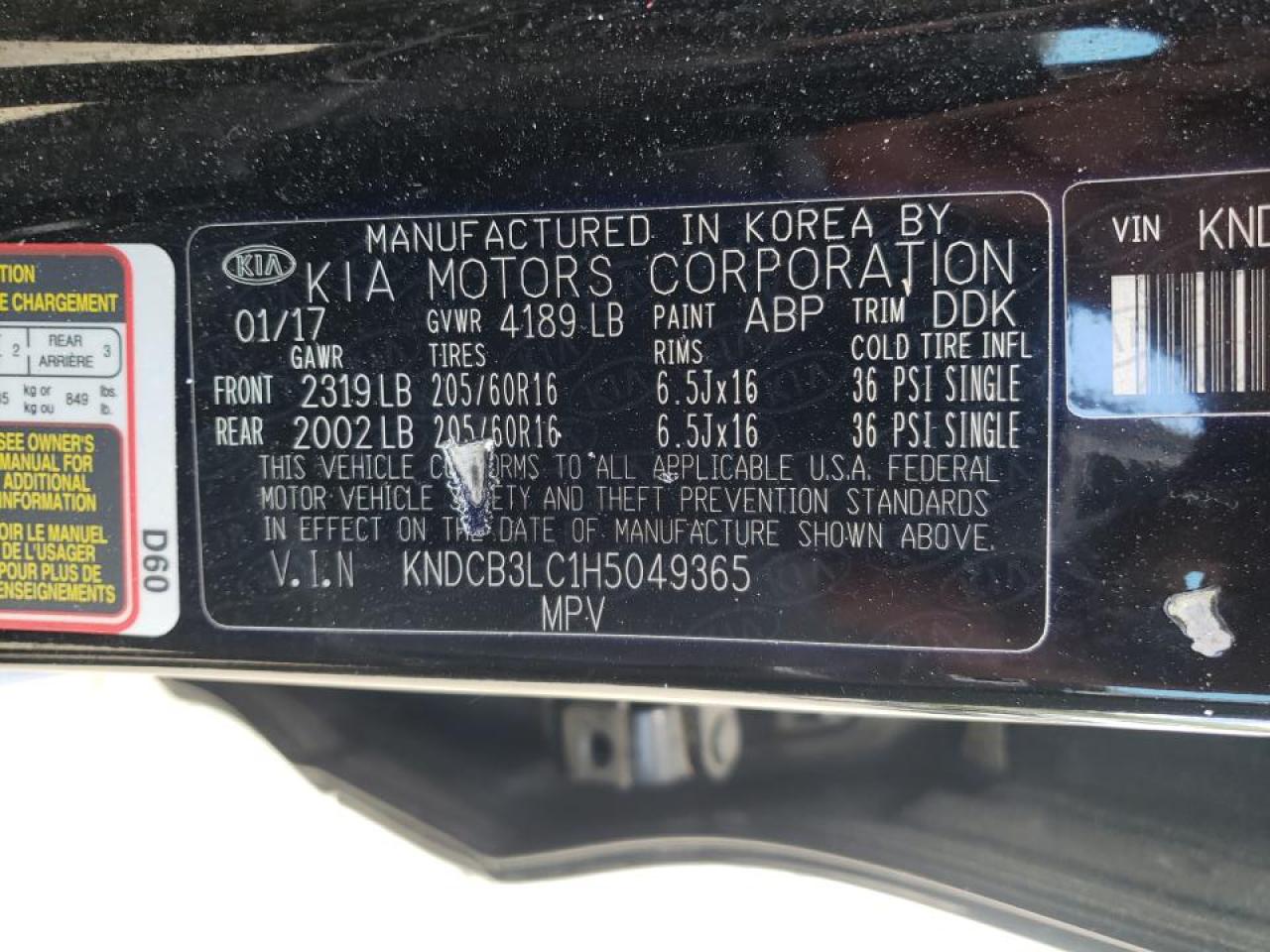 Photo 10 from auction – 2017 KIA NIRO FE with VIN KNDCB3LC1H5049365