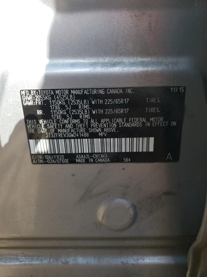 Photo 10 from auction – 2016 TOYOTA RAV4 LE with VIN 2T3ZFREV3GW241488