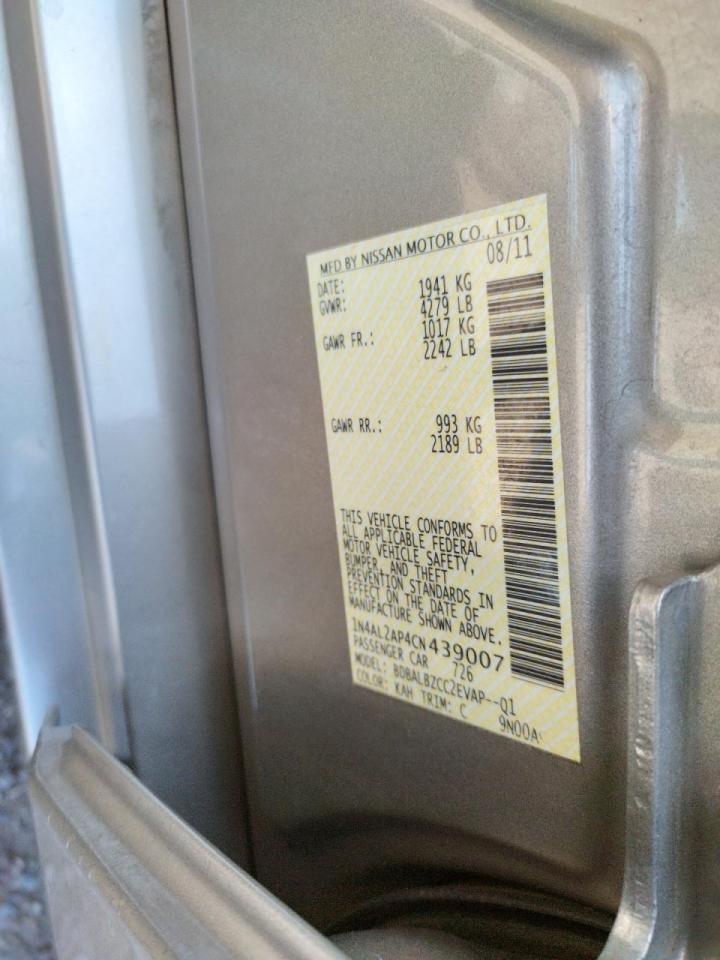 Photo 10 from auction – 2012 NISSAN ALTIMA BAS with VIN 1N4AL2AP4CN439007
