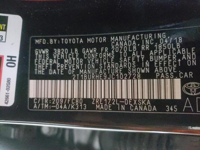 Photo 10 from auction – 2018 TOYOTA COROLLA L with VIN 2T1BURHE9JC102728