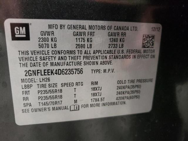 Photo 10 from auction – 2013 CHEVROLET EQUINOX LT with VIN 2GNFLEEK4D6235756
