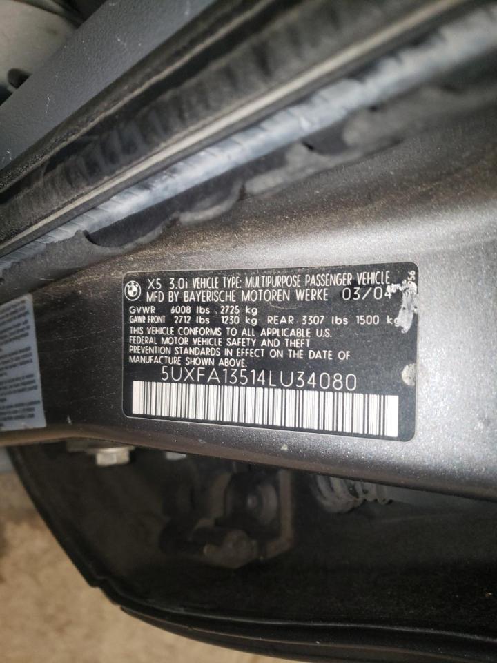 Photo 10 from auction – 2004 BMW X5 3.0I with VIN 5UXFA13514LU34080