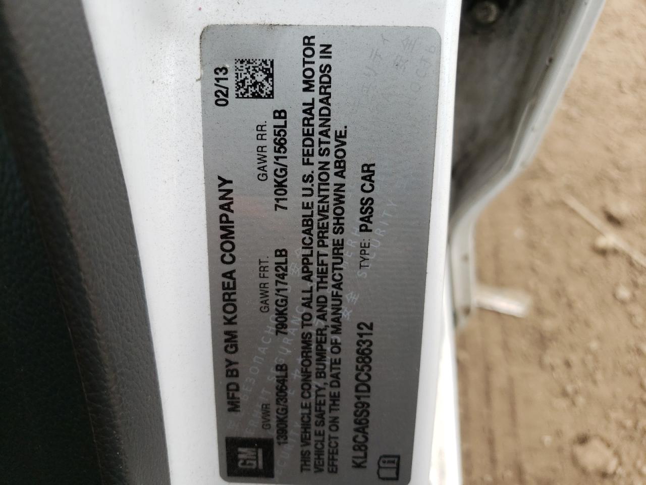 Photo 10 from auction – 2013 CHEVROLET SPARK LS with VIN KL8CA6S91DC586312