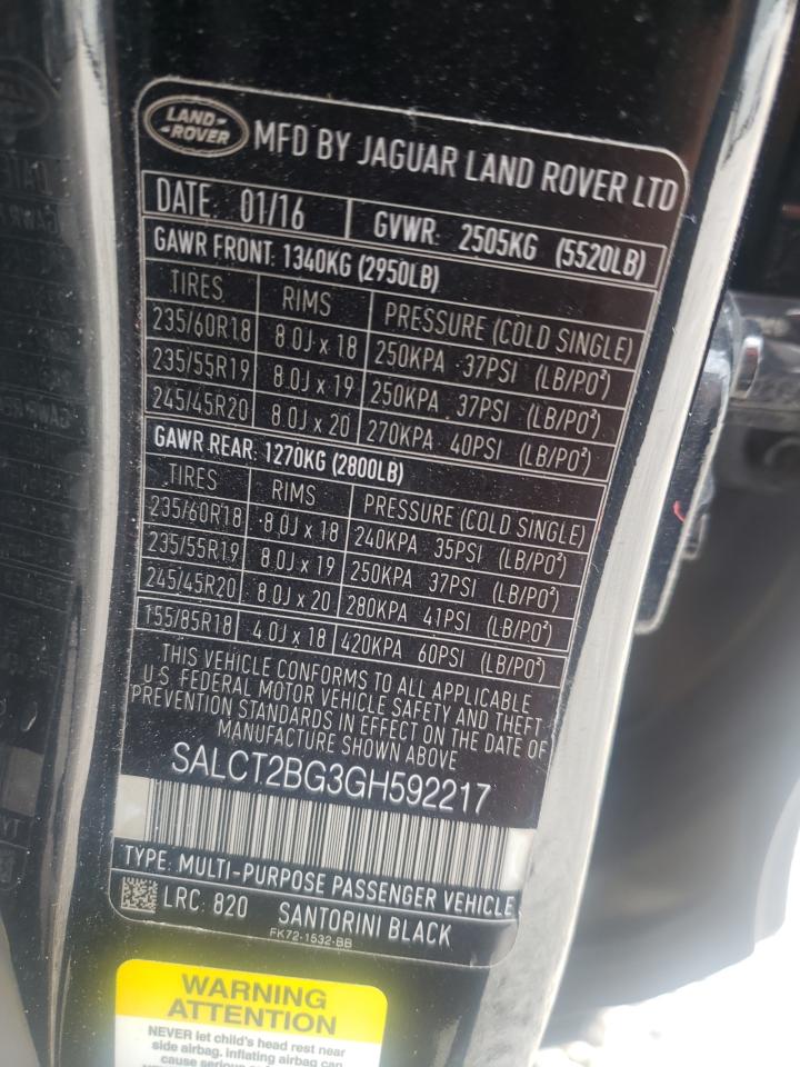 Photo 10 from auction – 2016 LAND ROVER DISCOVERY with VIN SALCT2BG3GH592217
