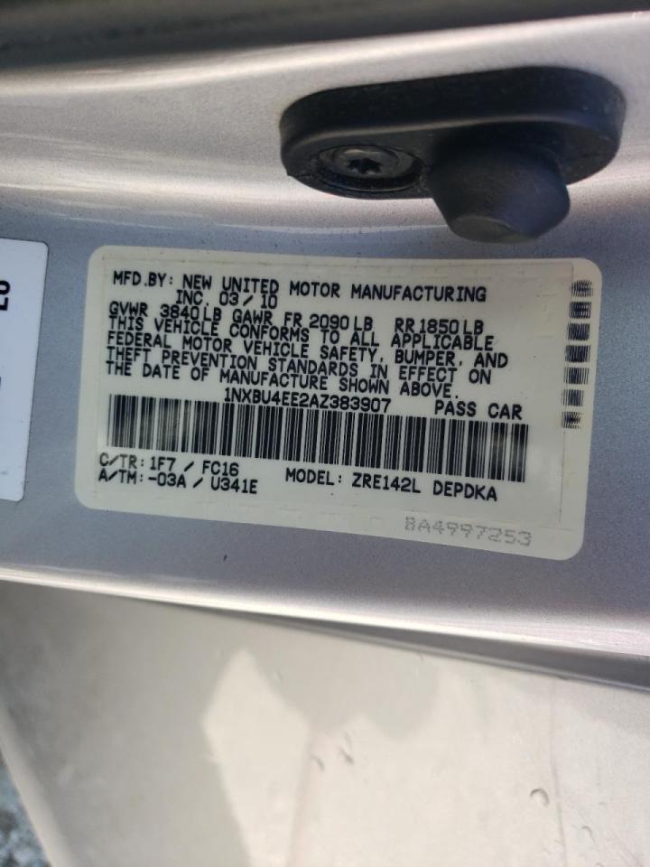 Photo 10 from auction – 2010 TOYOTA COROLLA BA with VIN 1NXBU4EE2AZ383907
