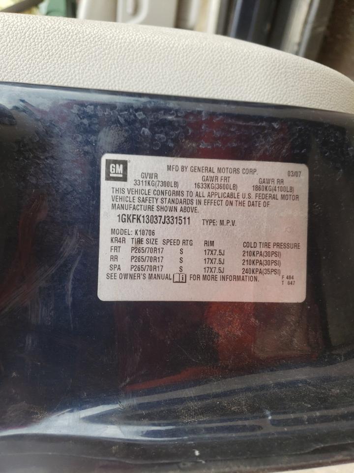 Photo 10 from auction – 2007 GMC YUKON with VIN 1GKFK13037J331511