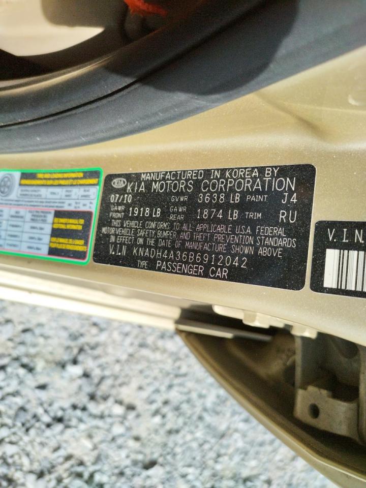 Photo 10 from auction – 2011 KIA RIO BASE with VIN KNADH4A36B6912042