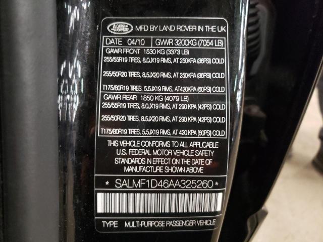 Photo 10 from auction – 2010 LAND ROVER RANGE ROVE with VIN SALMF1D46AA325260