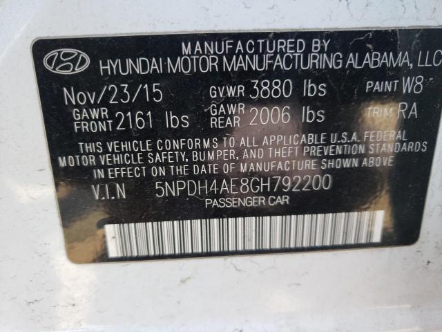 Photo 10 from auction – 2016 HYUNDAI ELANTRA SE with VIN 5NPDH4AE8GH792200