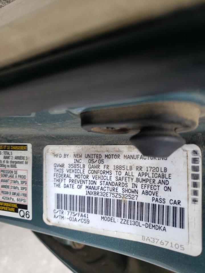 Photo 10 from auction – 2005 TOYOTA COROLLA CE with VIN 1NXBR32E75Z532527