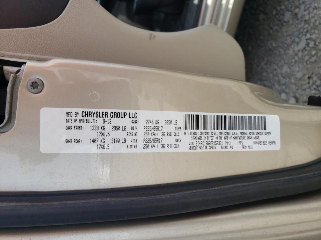 Photo 10 from auction – 2014 CHRYSLER TOWN & COU with VIN 2C4RC1BG0ER157331