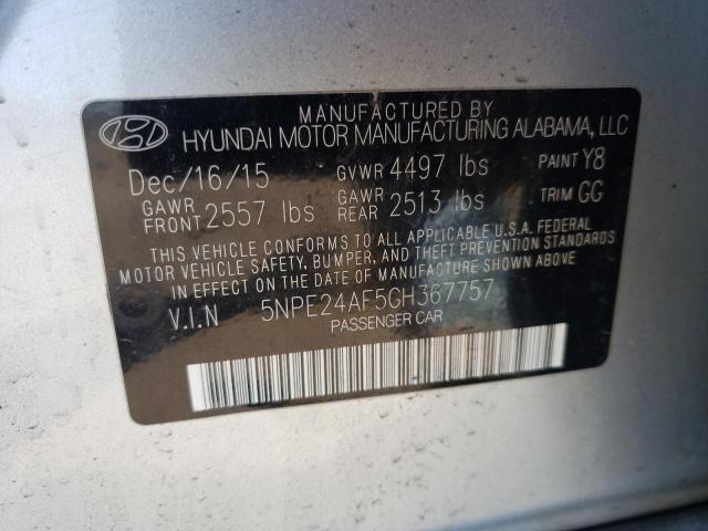Photo 10 from auction – 2016 HYUNDAI SONATA SE with VIN 5NPE24AF5GH367757