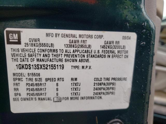 Photo 10 from auction – 2005 GMC ENVOY with VIN 1GKDS13SX52155119