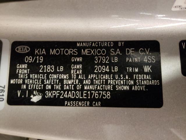 Photo 10 from auction – 2020 KIA FORTE FE with VIN 3KPF24AD3LE176758