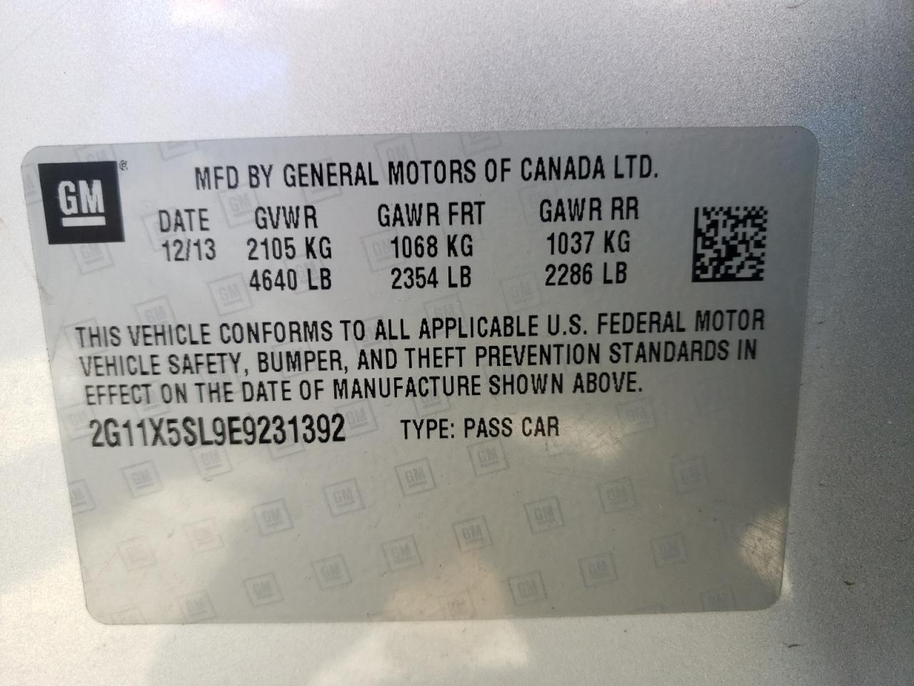 Photo 10 from auction – 2014 CHEVROLET IMPALA LS with VIN 2G11X5SL9E9231392