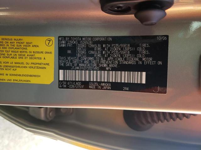 Photo 10 from auction – 2007 LEXUS RX 350 with VIN JTJHK31U272021492