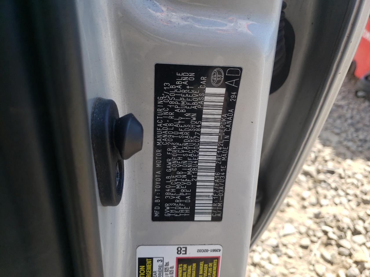 Photo 10 from auction – 2013 TOYOTA COROLLA BA with VIN 2T1BU4EE2DC077845