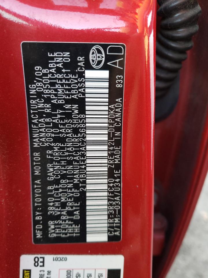 Photo 10 from auction – 2010 TOYOTA COROLLA with VIN 2T1BU4EE3AC256858