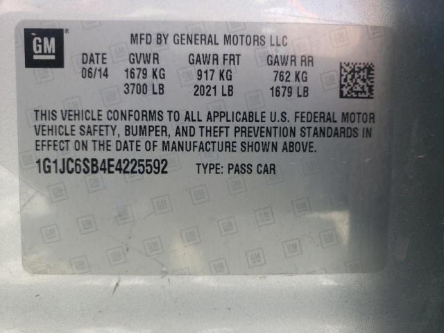 Photo 10 from auction – 2014 CHEVROLET SONIC LT with VIN 1G1JC6SB4E4225592