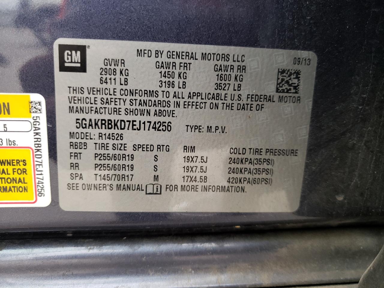 Photo 10 from auction – 2014 BUICK ENCLAVE with VIN 5GAKRBKD7EJ174256