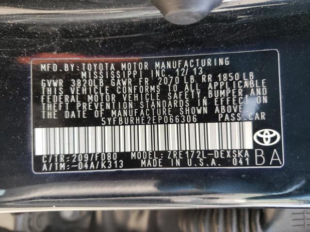 Photo 10 from auction – 2014 TOYOTA COROLLA L with VIN 5YFBURHE2EP066306